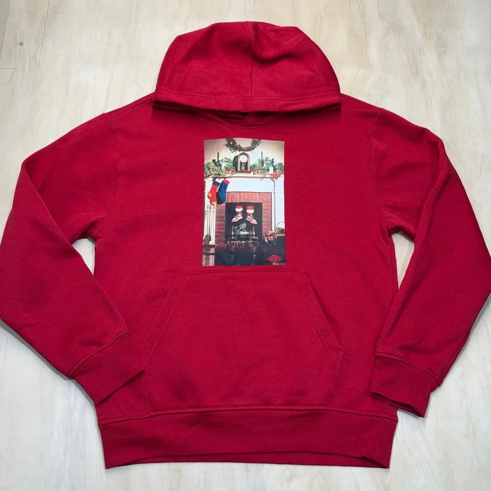NEW‎ Nike Jordan Jumpman Men's Holiday Chimney Fleece Pullover Hoodie Red Small